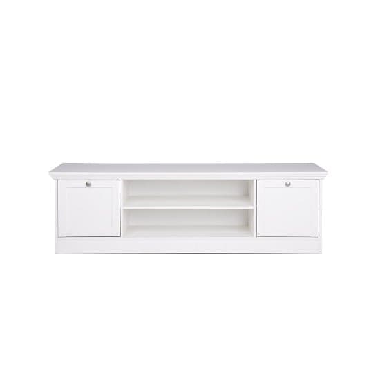 Country Wooden TV Stand In White With 2 Doors_3