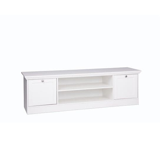 Country Wooden TV Stand In White With 2 Doors_4