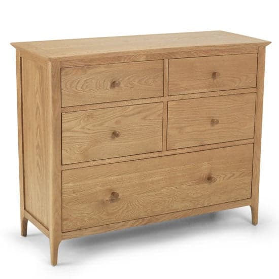 Courbet Wide Chest Of Drawers In Light Solid Oak With 5 Drawers_2
