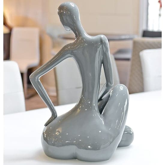 Courson Ceramic Lady Sitting Sculpture In Grey_2