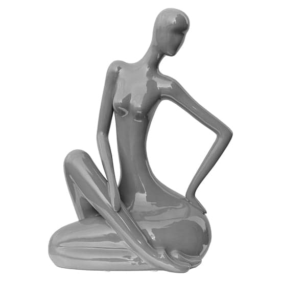 Courson Ceramic Lady Sitting Sculpture In Grey_3