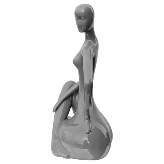 Courson Ceramic Lady Sitting Sculpture In Grey_4