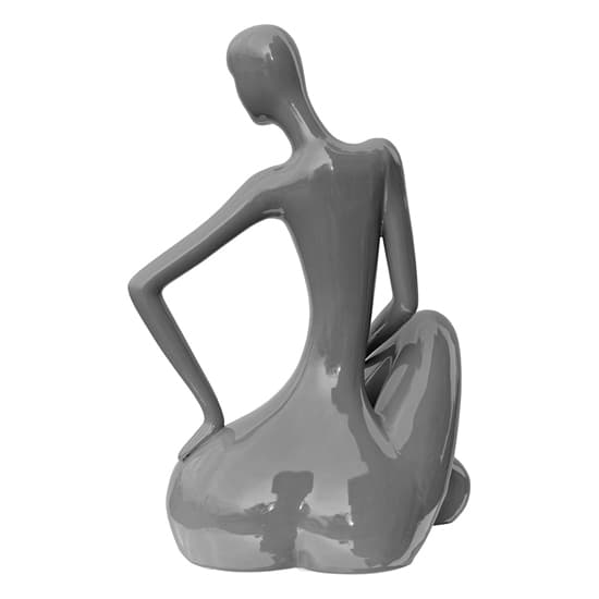 Courson Ceramic Lady Sitting Sculpture In Grey_5