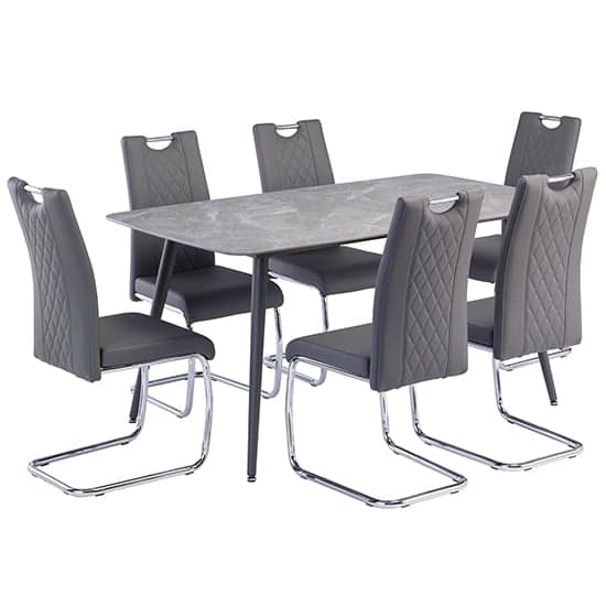 Coveta Grey Ceramic Dining Table With 6 Gerbit Grey Chairs_1