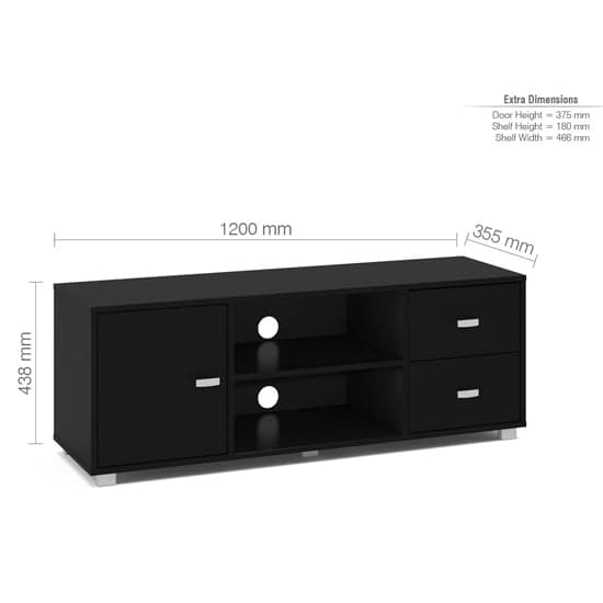 Coven High Gloss TV Stand With 1 Door In Black_4