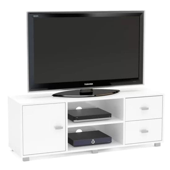 Coven High Gloss TV Stand With 1 Door In White_2