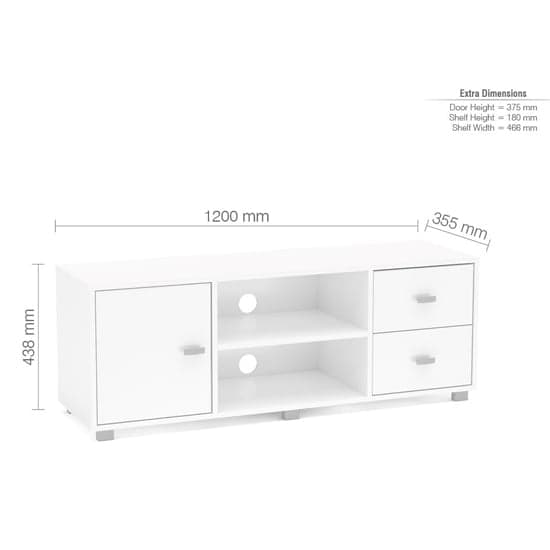 Coven High Gloss TV Stand With 1 Door In White_4