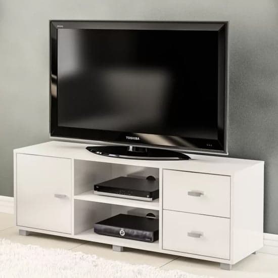 Coven High Gloss TV Stand With 1 Door In White_1
