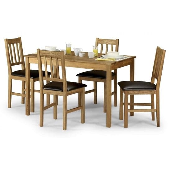 Calliope Wooden Dining Table In Oiled Oak With 4 Chairs_2