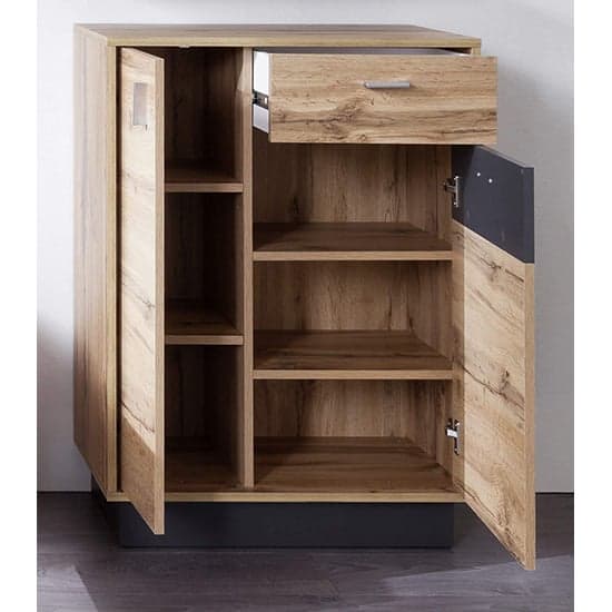 Coyco LED Shoe Storage Cabinet In Wotan Oak And Grey_2