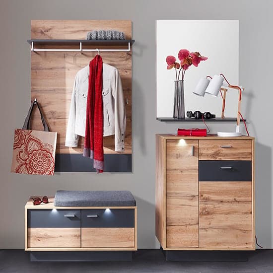 Coyco LED Shoe Storage Cabinet In Wotan Oak And Grey_4