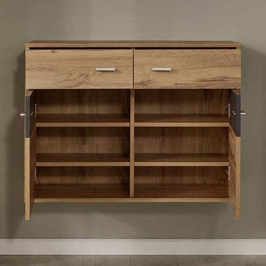 Coyco LED Wall Hung Shoe Storage Cabinet In Wotan Oak And Grey_2