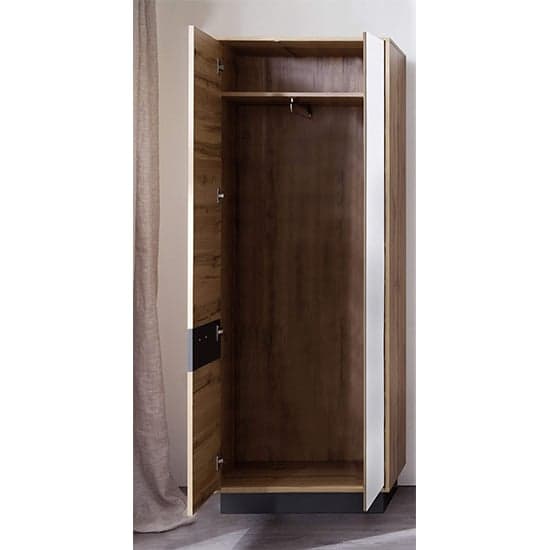 Coyco LED Wooden Wardrobe In Wotan Oak And Grey_2