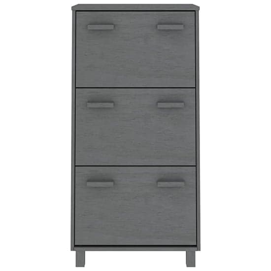 Coyne Pinewood Shoe Storage Cabinet With 3 Doors In Dark Grey_3