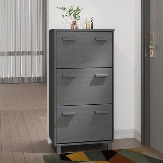 Coyne Pinewood Shoe Storage Cabinet With 3 Doors In Dark Grey_1