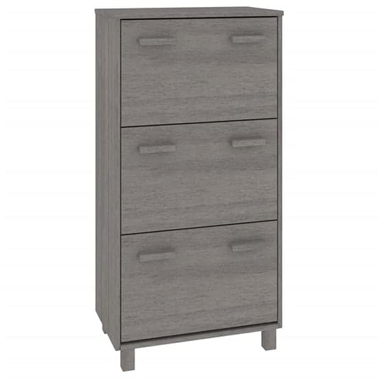 Coyne Pinewood Shoe Storage Cabinet With 3 Doors In Light Grey_4