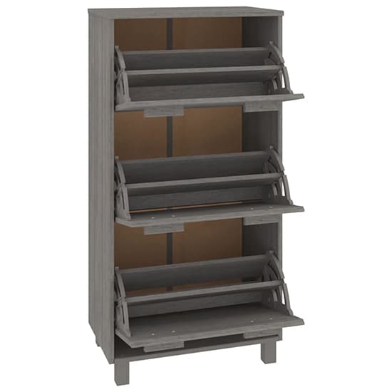 Coyne Pinewood Shoe Storage Cabinet With 3 Doors In Light Grey_5