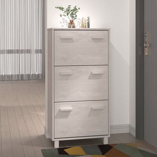 Coyne Pinewood Shoe Storage Cabinet With 3 Doors In White_1