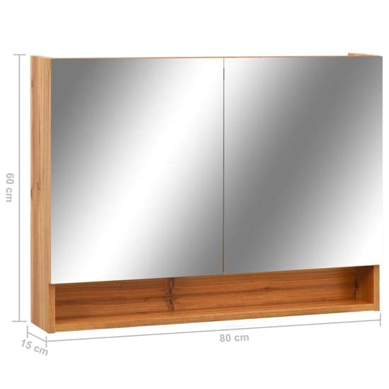 Cranbrook Bathroom Mirrored Cabinet In Oak With LED_6