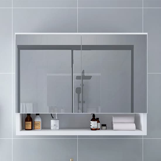 Cranbrook Bathroom Mirrored Cabinet In White With LED_2