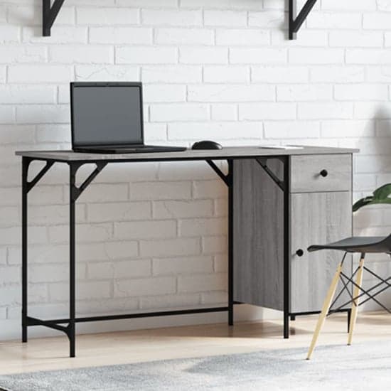 Crewe Wooden Laptop Desk With 1 Door In Grey Sonoma_1
