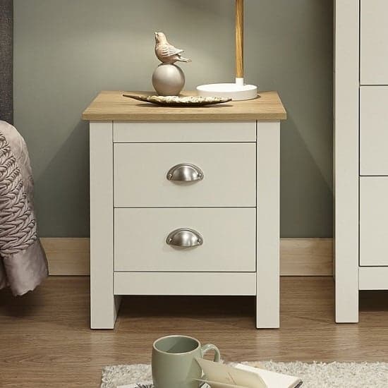 Loftus Bedside Cabinet In Cream With Oak Effect Top_1
