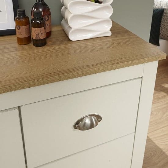 Loftus Wide Chest Of Drawers In Cream With Oak Effect Top_3