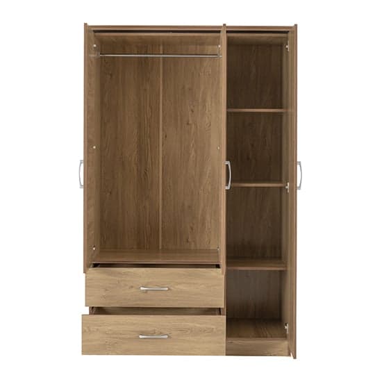 Crieff Mirrored Wardrobe With 3 Doors 2 Drawers In Oak Effect_3