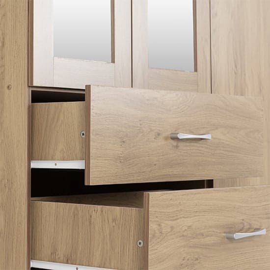 Crieff Mirrored Wardrobe With 3 Doors 2 Drawers In Oak Effect_4