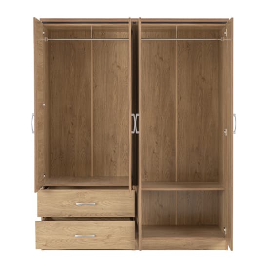 Crieff Mirrored Wardrobe With 4 Doors 2 Drawers In Oak Effect_3