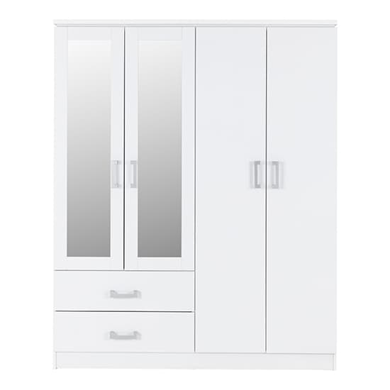 Crieff Mirrored Wardrobe With 4 Doors 2 Drawers In White_2