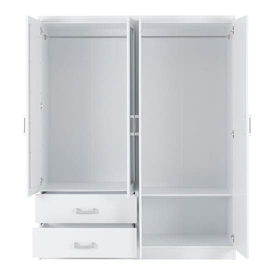 Crieff Mirrored Wardrobe With 4 Doors 2 Drawers In White_3