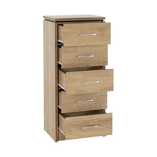Crieff Narrow Wooden Chest Of 5 Drawers In Oak Effect_2