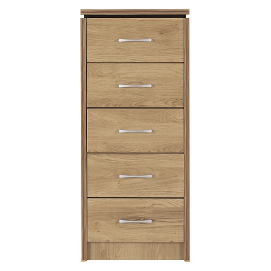Crieff Narrow Wooden Chest Of 5 Drawers In Oak Effect_3