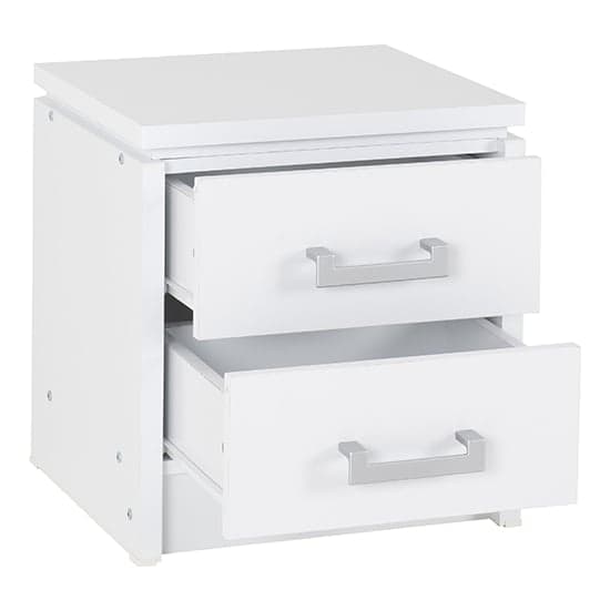 Crieff Wooden Bedside Cabinet With 2 Drawers In White_2