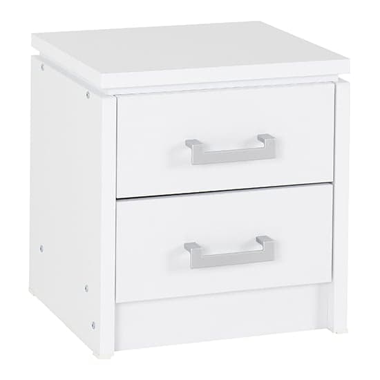 Crieff Wooden Bedside Cabinet With 2 Drawers In White_1