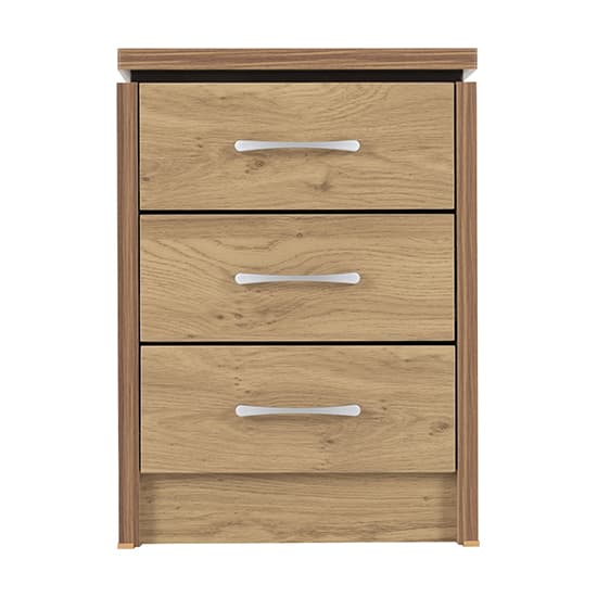 Crieff Wooden Bedside Cabinet With 3 Drawers In Oak Effect_3