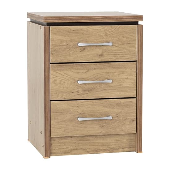 Crieff Wooden Bedside Cabinet With 3 Drawers In Oak Effect_1