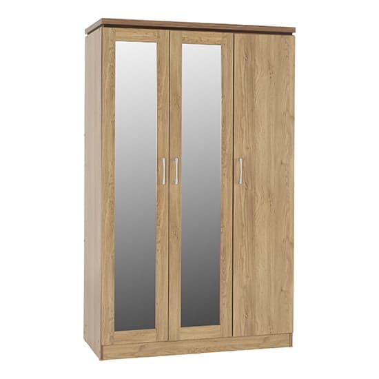 Crieff Mirrored Wardrobe With 3 Doors In Oak Effect_1
