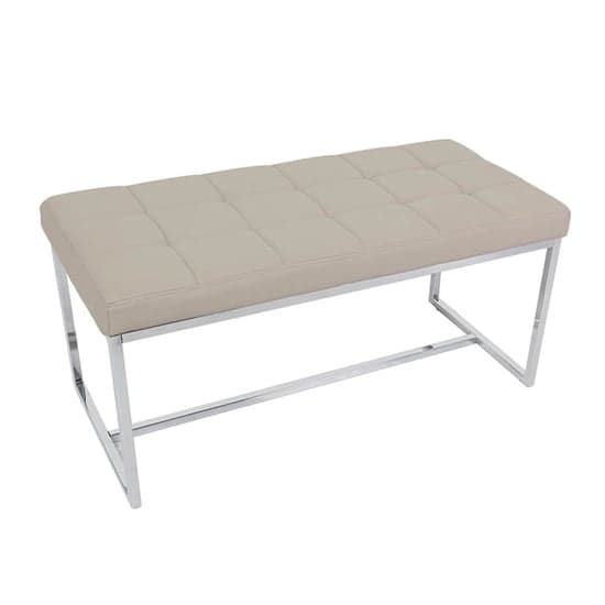 Croatia Dining Bench In Mink PU Leather With Chrome Legs_2