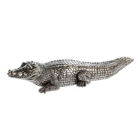 Crocodile Poly Design Sculpture In Antique Silver