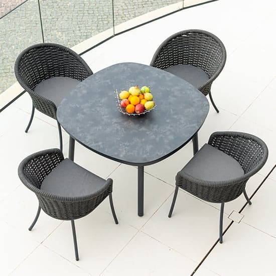 Crod Outdoor 1200mm Pebble Dining Table With 4 Chairs In Grey_2