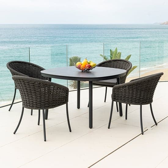 Crod Outdoor 1200mm Pebble Dining Table With 4 Chairs In Grey_1