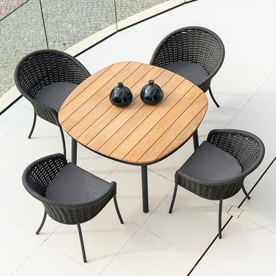 Crod Outdoor 1200mm Roble Dining Table With 4 Armchairs In Grey_2