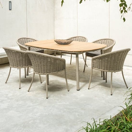 Crod Outdoor 2000mm Roble Dining Table With 6 Chairs In Beige_1