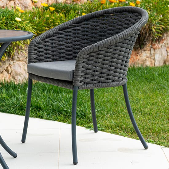 Crod Outdoor Pebble Bistro Table With 2 Armchairs In Grey_3
