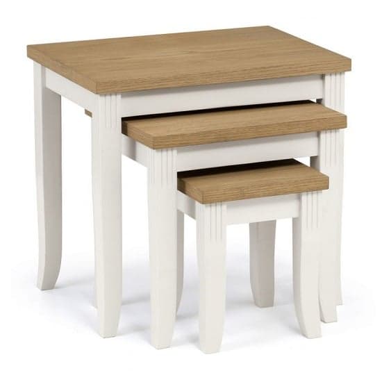 Dagan Nest Of Tables In Ivory Laquered With Oak Top_2