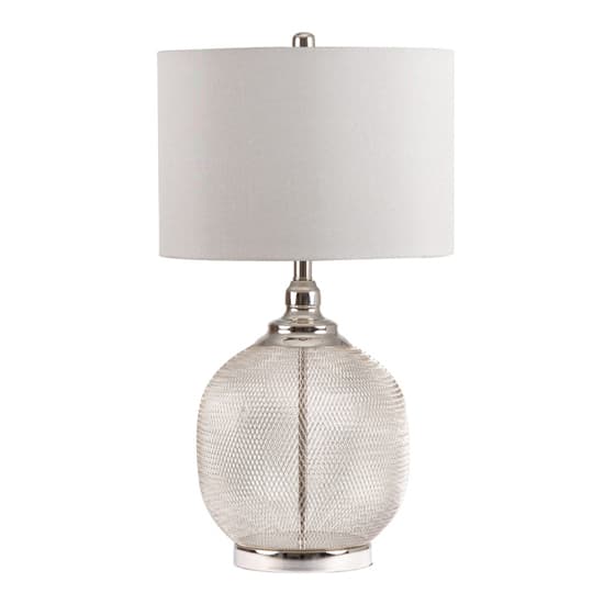 Crosby Dark Grey Shade Table Lamp With Chrome Wire Mesh Base_2