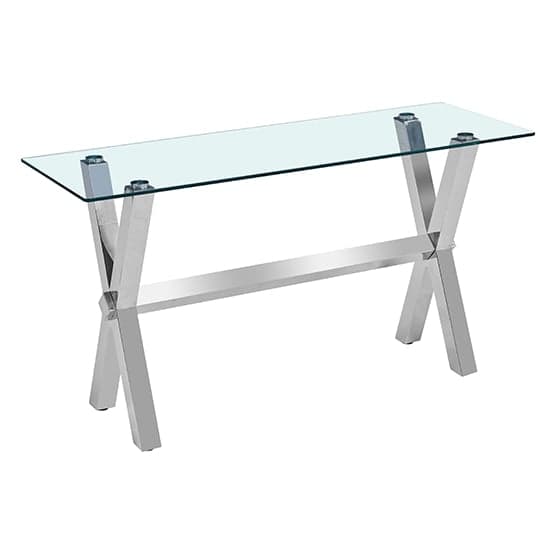 Crossley Clear Glass Console Table With Stainless Steel Legs_2