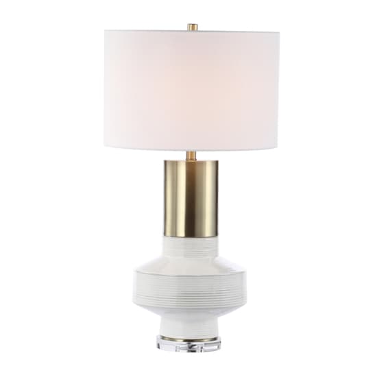 Crotone White Linen Shade Table Lamp With White Ceramic Base_3